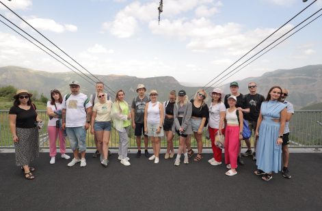 Wings of Tatev cable car crossing Vorotan Gorge in Armenia